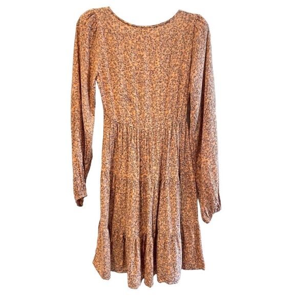 Altar’d State Boho Floral Smocked Long Sleeve Dress Peach Orange Size Medium - Picture 6 of 9